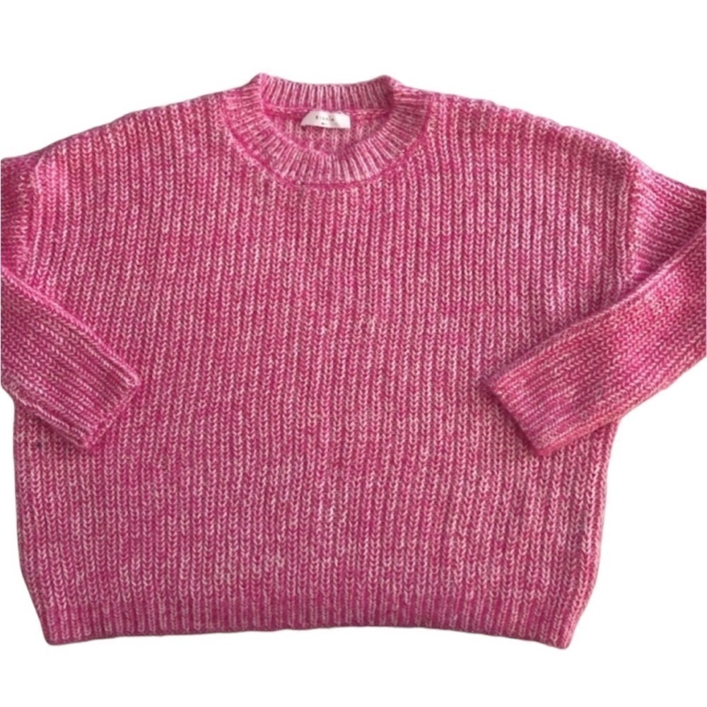 Elodie Pink Marled Crew Neck Chunky Sweater -NEW with tag